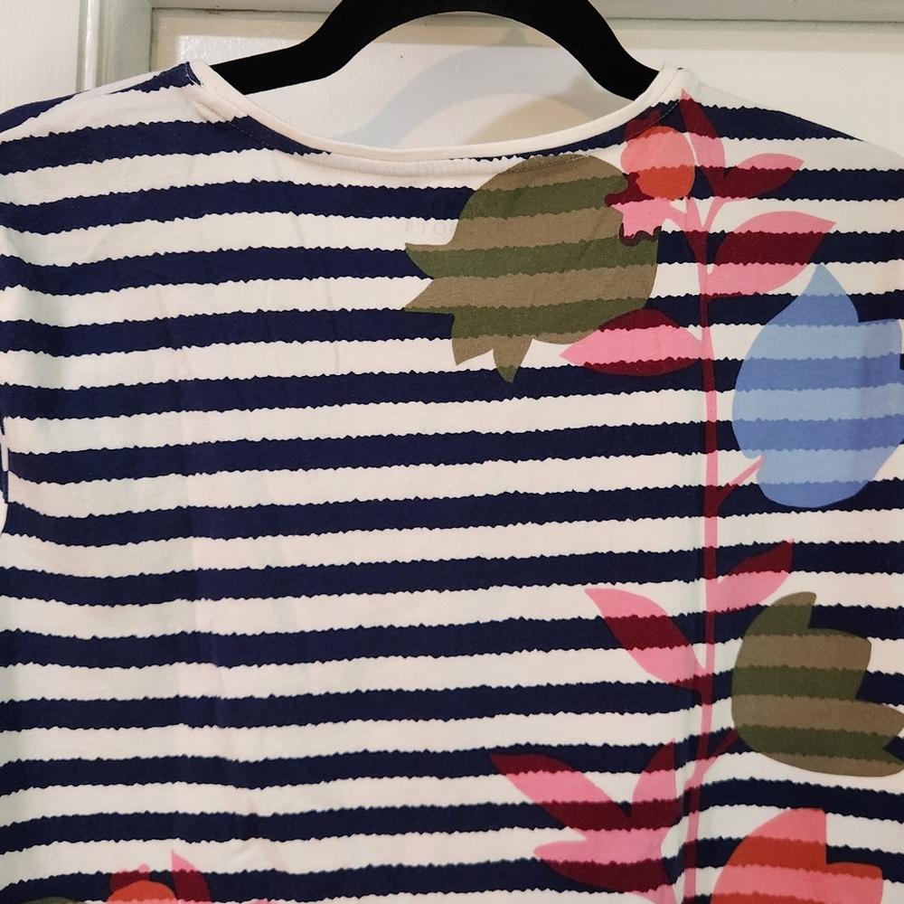Women's Talbots Tulip Tee With Navy Stripes, Size L - Picture 9 of 10